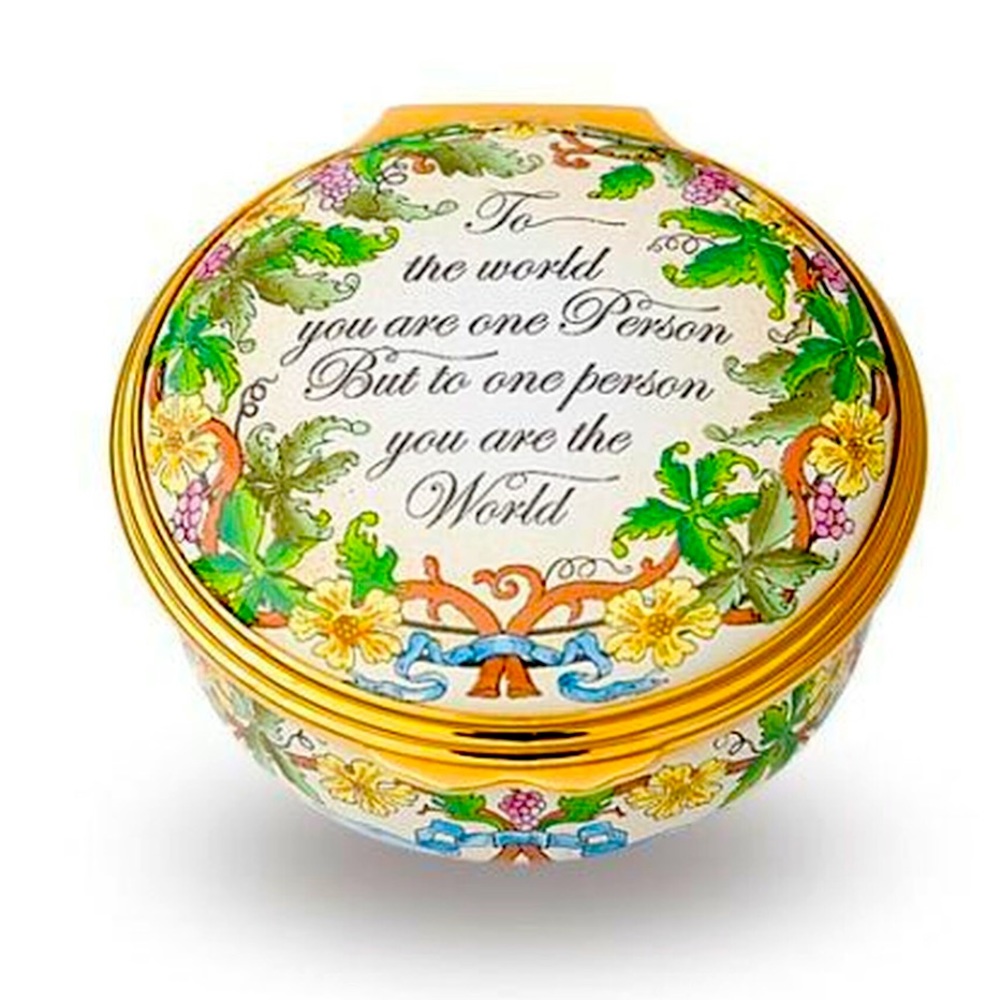 HALCYON DAYS TO THE WORLD YOU ARE ONE PERSON ENAMEL BOX